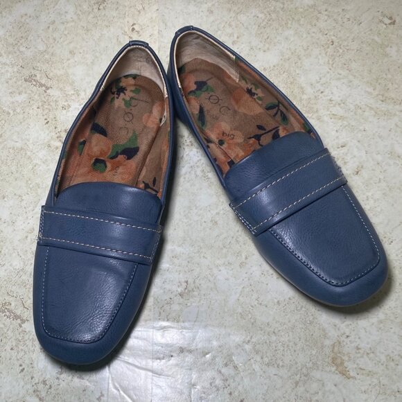 B.O.C. Womens Navy Blue Faux Leather Loafer Flats Comfort Casual Preppy Academia - Picture 2 of 8